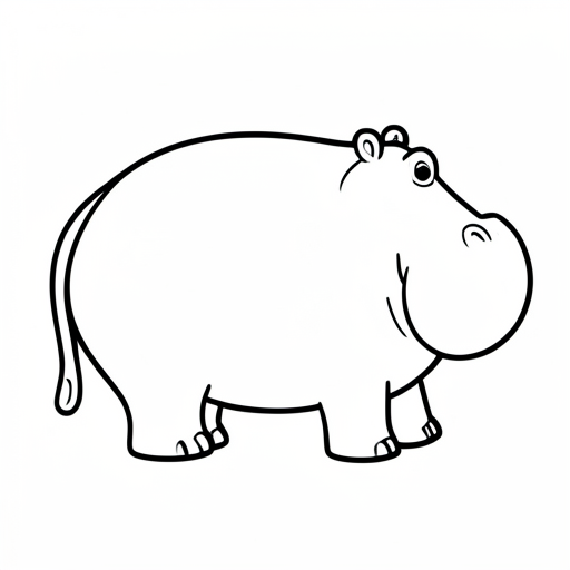 Printable outline of Hippopotamus