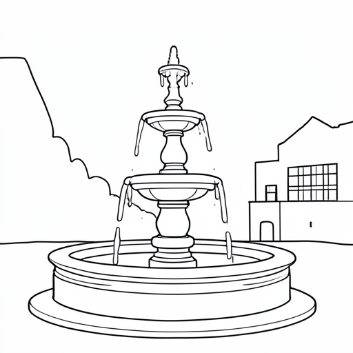Printable outline of Fountain