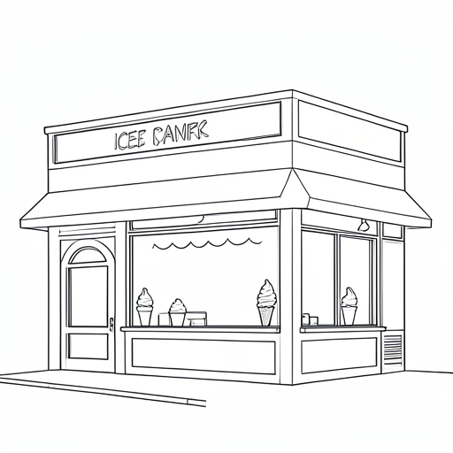 Printable outline of Ice Cream Shop