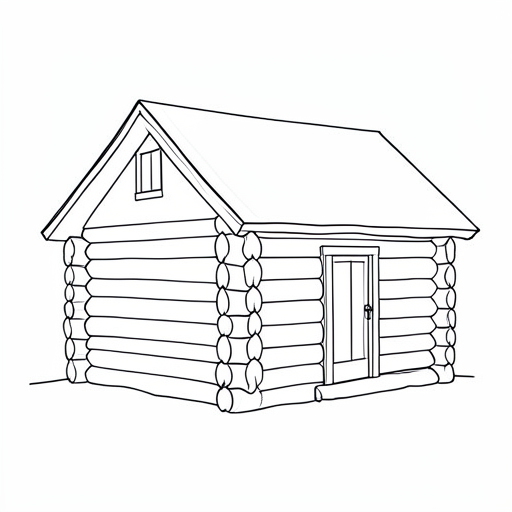 Printable outline of Log Cabin