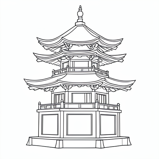 Printable outline of Pagoda