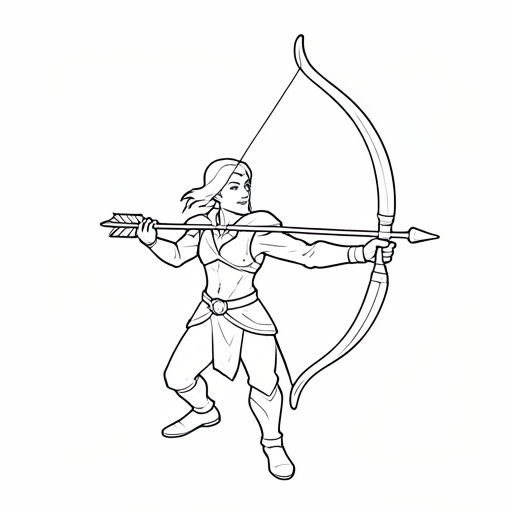 Printable outline of Bow And Arrow