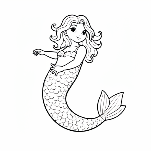 Printable outline of Mermaid