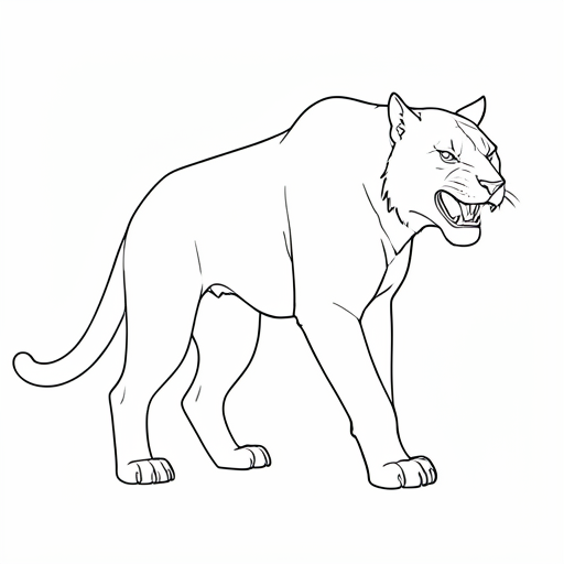 Printable outline of Saber Toothed Tiger