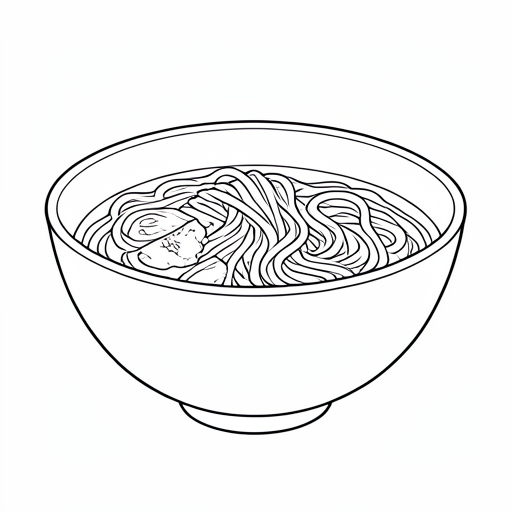 Printable outline of Ramen Bowl