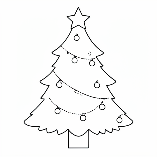 Printable outline of Christmas Tree Decorated