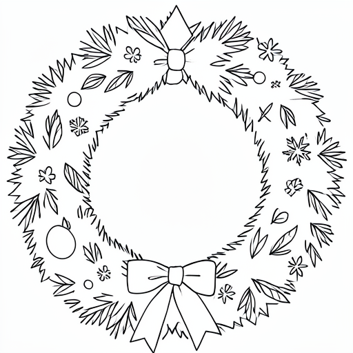 Printable outline of Christmas Wreath