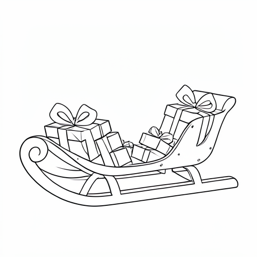 Printable outline of Sleigh With Gifts