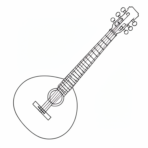Printable outline of Sitar