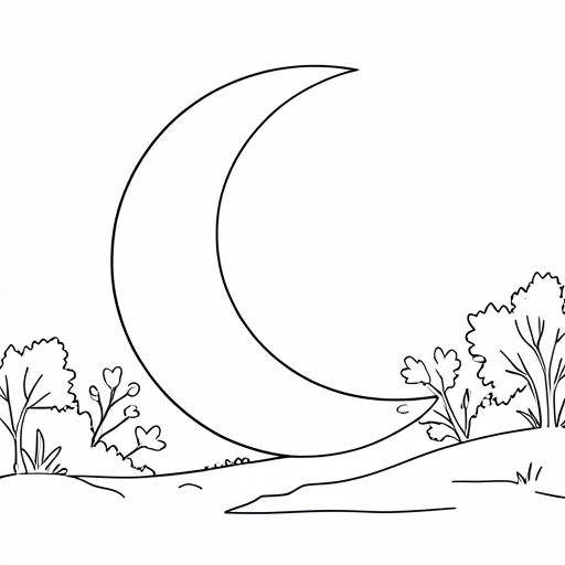 Printable outline of Crescent Moon