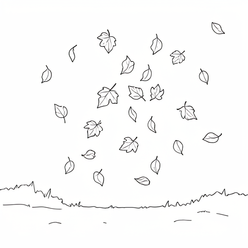 Printable outline of Falling Leaves