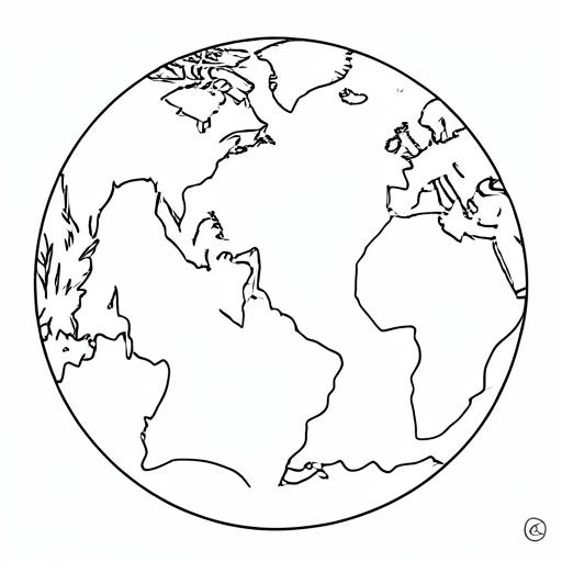 Printable outline of Planet Earth