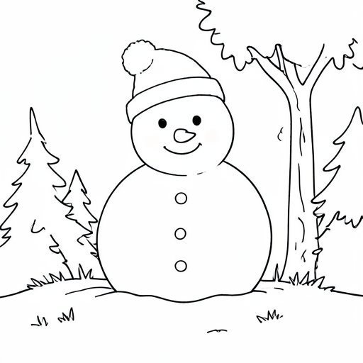 Printable outline of Snowman