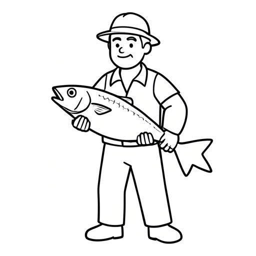 Printable outline of Fisherman