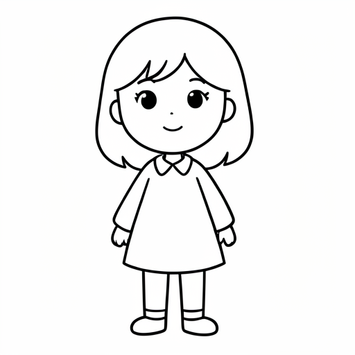 Girl colouring page outline