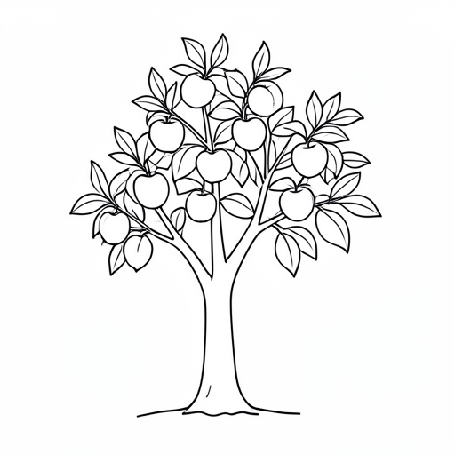 Printable outline of Apple Tree