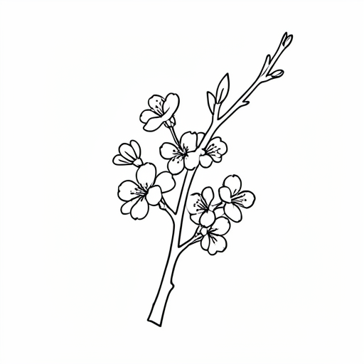 Printable outline of Cherry Blossom Branch
