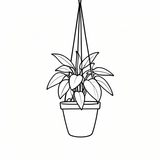 Printable outline of Hanging Plant