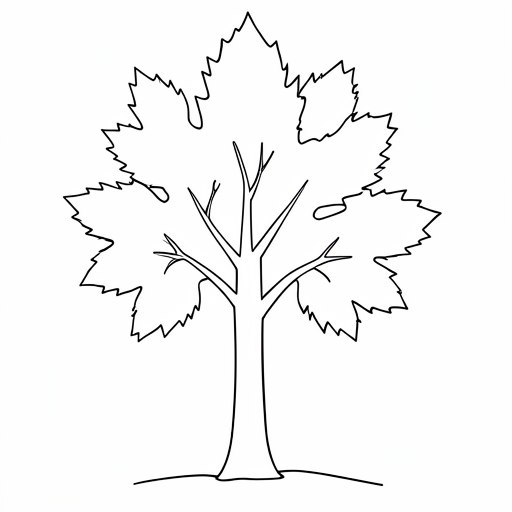 Maple Tree colouring page outline