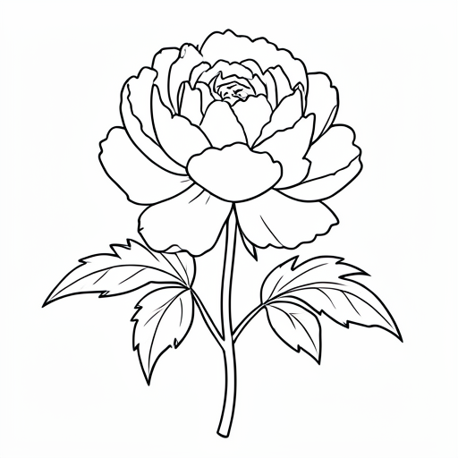 Printable outline of Peony