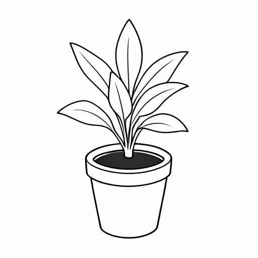 Printable outline of Potted Plant