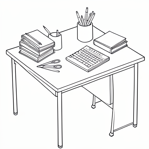 Printable outline of Desk School
