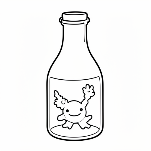 Message Bottle colouring page outline