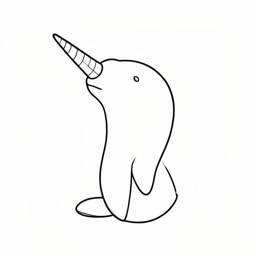 Printable outline of Narwhal
