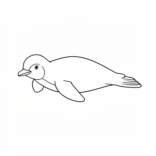 Printable outline of Penguin Swimming