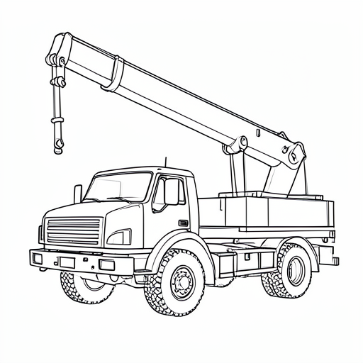 Printable outline of Crane Truck