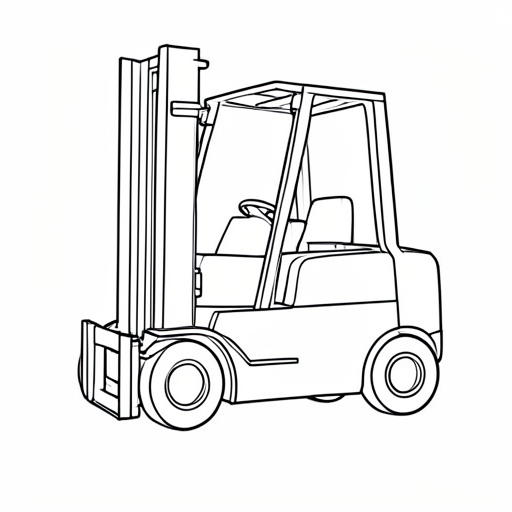 Forklift colouring page outline