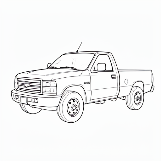 Printable outline of Pickup Truck