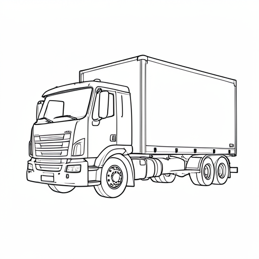 Printable outline of Trailer Truck