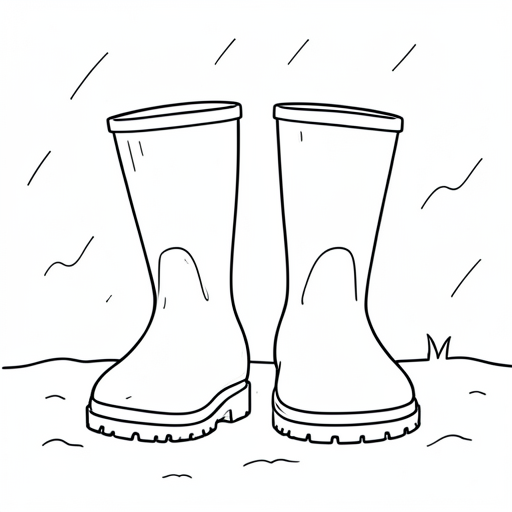 Printable outline of Rain Boots Weather