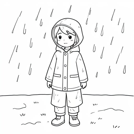 Printable outline of Raincoat Weather