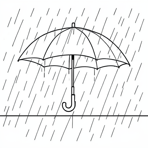 Printable outline of Umbrella Rain